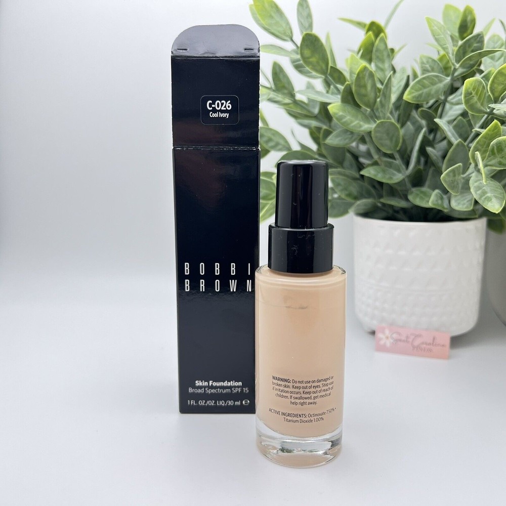 Bobbi Brown Skin Foundation Long-Wear Lightweight SPF15 Cool Ivory C-026 NEW - Picture 2 of 7